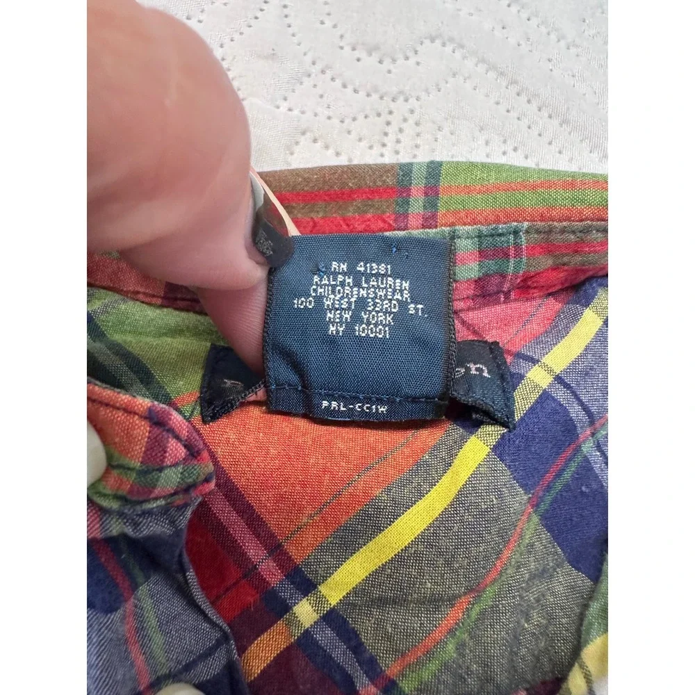Ralph Lauren Baby Boys 12M Multi Color Plaid Short Sleeve Romper Pony Logo